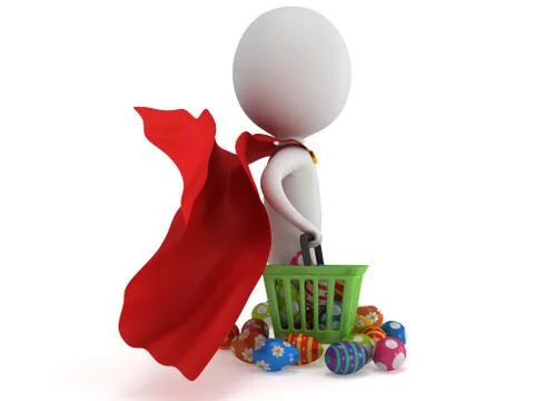 Brave superhero shopper with Easter Eggs Stock Illustration