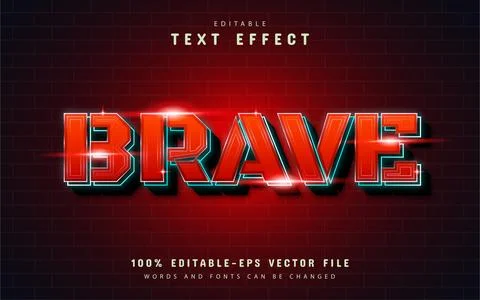 Brave text effect red gradient Stock Illustration