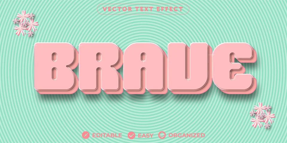 Brave Text Effect,Fully Editable Font Text Effect Stock Illustration