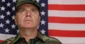 Brave Warrior Stood Attention Position Honoring USA Flag Patriotic Respect 4k or 4k+ Resolution