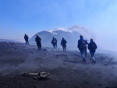 Braving the Elements: Mount Etna Stock Photos