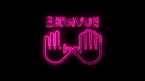 Bravo neon sign with clapping hands animation on black background celebrati.. Stock Footage 312332258