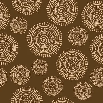 Brawn seamless pattern with round shape Stock Illustration
