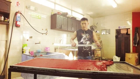 Brawny Baker Shaping Candy Duogh Stock Footage 88449807