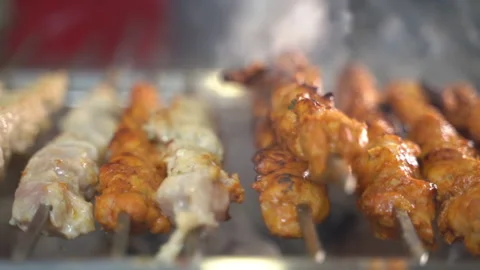 Brazier with barbecue 스톡 동영상 157141914