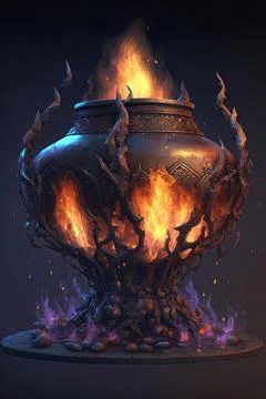 Brazier of commanding fire elementals Stock Illustration
