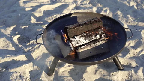 Brazier. The fire burns on the grill. Stock Footage 218271957