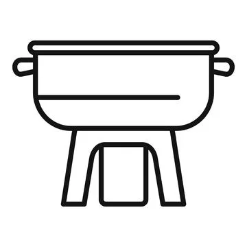 Brazier standing on three legs with round body and handles for cooking meat Illustration