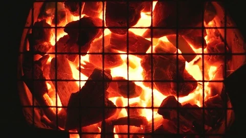 Brazier stove slow motion - 2 Stock-Footage 97076455