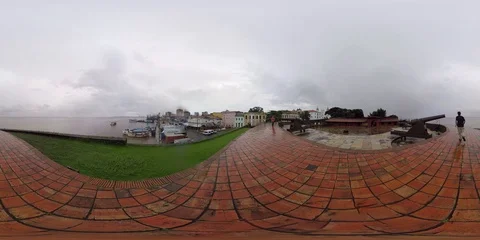 Brazil Alter Do Chao Beach Main Square Amazon River 360 VR Stock Footage 90407700