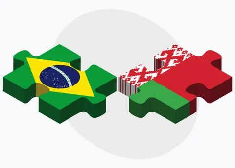Brazil and Belarus Flags Stock Illustration