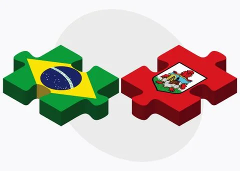 Brazil and Bermuda Flags Stock Illustration