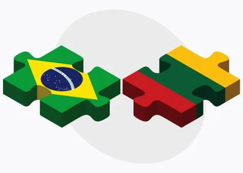 Brazil and Lithuania Flags Stock Illustration