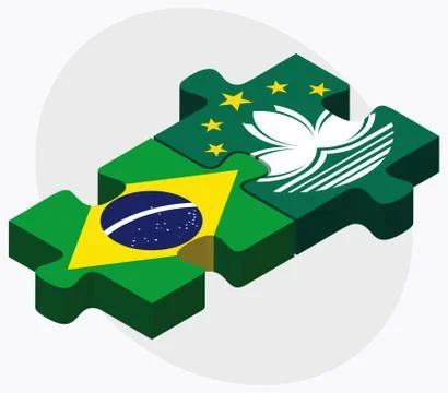 Brazil and Macau Flags Stock Illustration