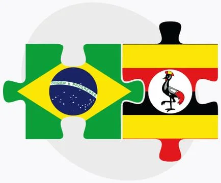 Brazil and Uganda Flags Stock Illustration
