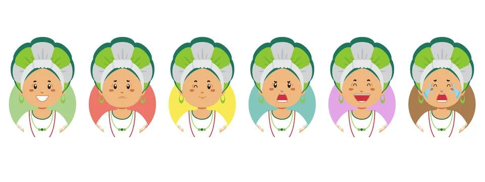 Brazil Avatar with Various Expression Stock Illustration