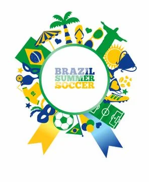 Brazil background with frame on white background. Illustrazione stock