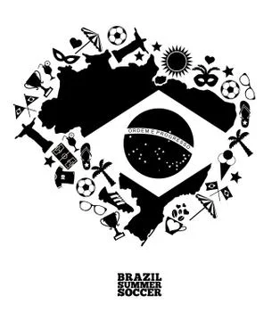 Brazil background with map on white background Stockillustratie