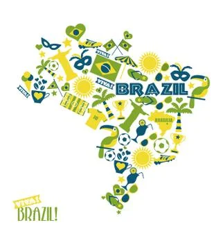 Brazil background with map on white background Stock Illustration