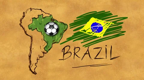 Brazil Ball Rotation Map Sketch Moving Animation Stock Footage 38930976