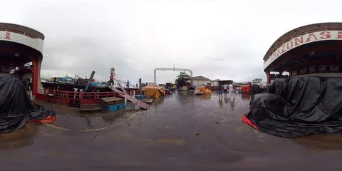 Brazil Belem Boat Dock Amazon River 360 VR Stock Footage 90407946