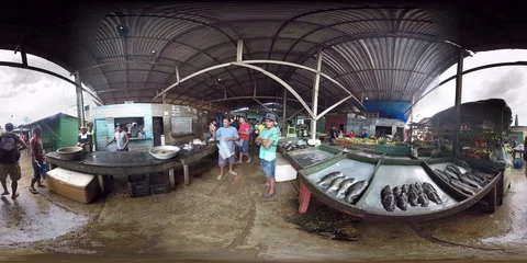 Brazil Belem Fish Market Amazon River 360 VR Stock Footage 90408317
