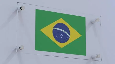 Brazil Bold Flag Logo on Wall Plate with Spotlight Stock-Fotos