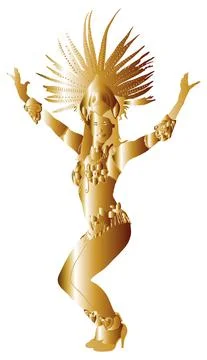 Brazil carnival gold dancer vector silhouette 스톡 일러스트