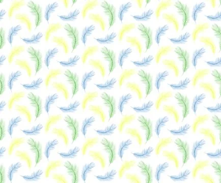 Brazil Carnival seamless pattern with feathers blue, yellow, green color イラスト素材