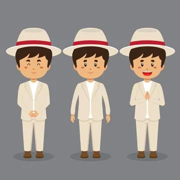 Brazil Character with Various Expression Stock Illustration