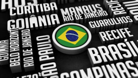 Brazil Cities Word Cloud Collage In 3D Vidéo 255717524