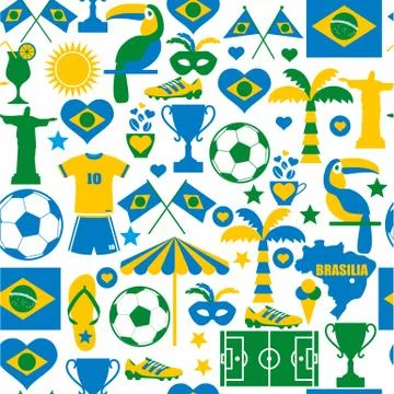 Brazil color seamless pattern on white background 스톡 일러스트