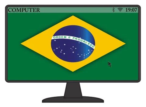 Brazil Computer Flag Stock Illustration