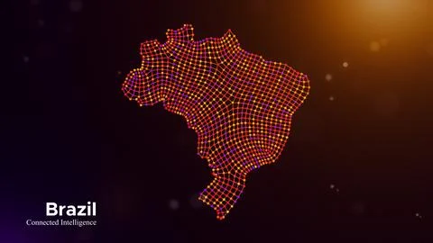 Brazil Connected Intelligence Technology Network Map Concept Illustrazione stock