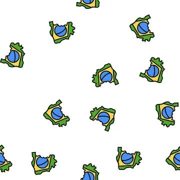 Brazil country map flag vector seamless pattern Stock Illustration