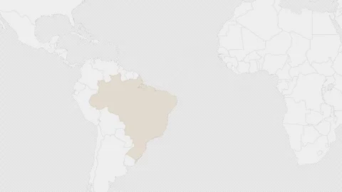 Brazil country map on the world map. Stock Footage 288216162