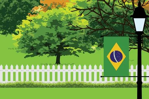 Brazil Day Trees Lamp Vector Illustration Stock Illustration