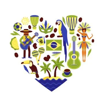 Brazil decorative set Stock Illustration
