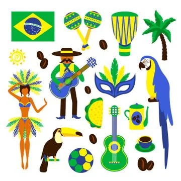 Brazil decorative set Stock Illustration
