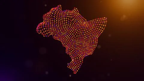 Brazil Digital Network Map With Flowing Data Connections Stock Illustration