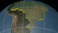 Brazil extruded. Blue Marble. Graticule. 4k or 4k+ Resolution