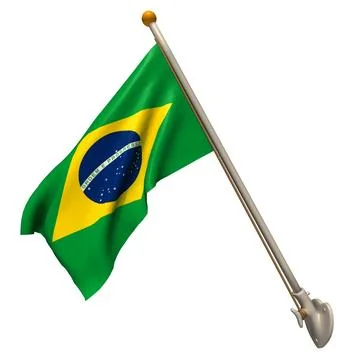 Brazil flag 25 degree pole 3D Model