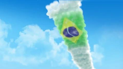 Brazil Flag 3D Render Animation Created with Colored Smoke Trails by Aircraf 動画素材 332304681