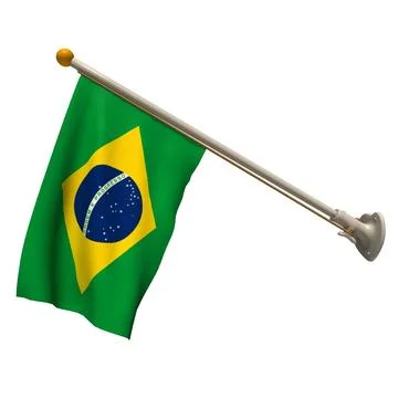 Brazil flag on 70 degree pole 3D Model