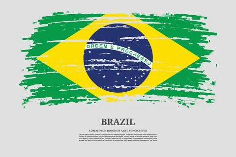 Brazil flag with brush stroke effect and information text poster, vector Illustrazione stock