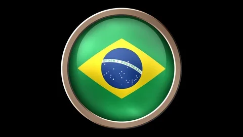 Brazil flag button isolated on black Stock Footage 101341251