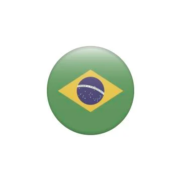 Brazil flag button on white Stock Illustration