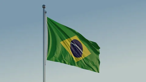Brazil Flag: Cinematic Loopable Motion with Blue Sky in 4K ProRes 422 HQ Stock Footage 267464753