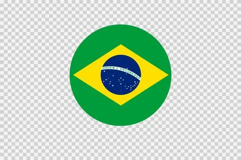 Brazil flag in circle shape isolated  on png or transparent  background,Symbo Stock Illustration