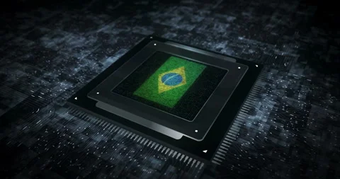 Brazil flag on computer cpu Stock Footage 323442909